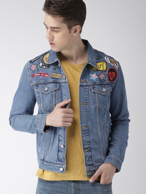 

Levis Men Blue Solid Denim Jacket