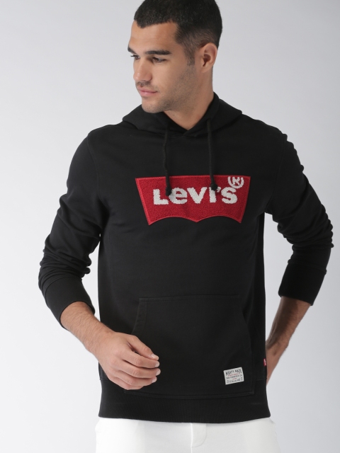 

Levis Men Black & Red Printed Hooded Sweatshirt