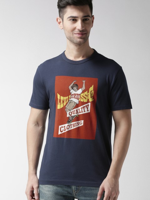 

Levis Men Blue Printed Round Neck Pure Cotton T-shirt