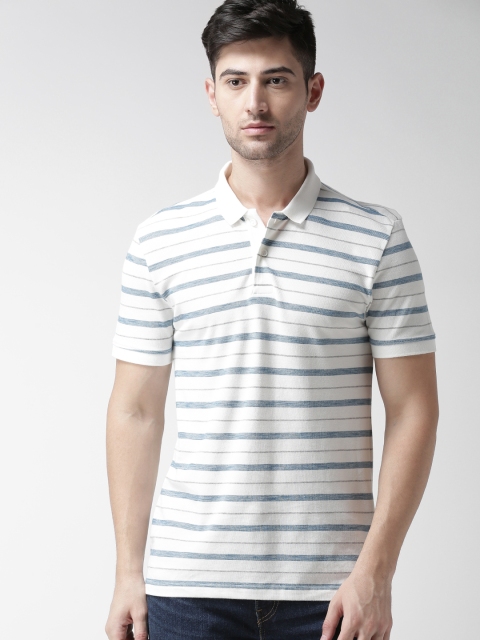 

Levis Men White & Blue Striped Polo T-shirt