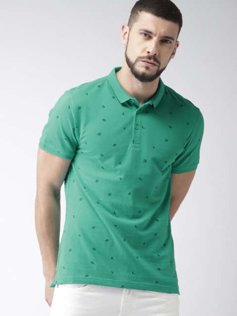 

Levis Men Sea Green Printed Slim Fit Polo Collar T-shirt