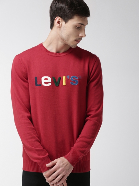 

Levis Men Red Self Design Pullover