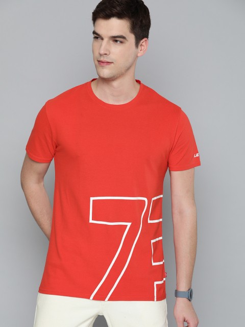 

Levis Men Red & White Numeric Print Cotton T-shirt