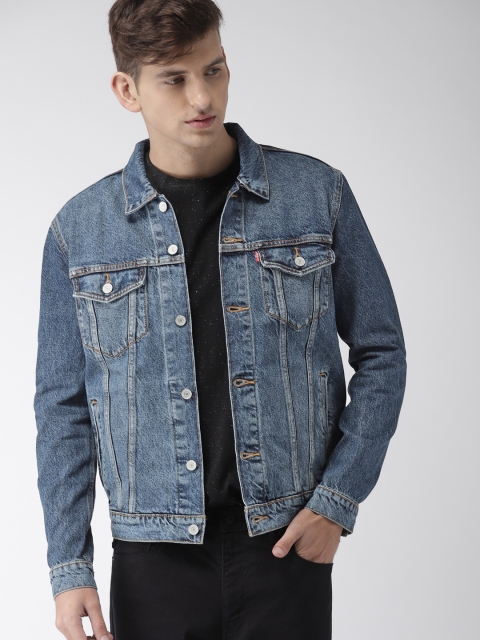 

Levis Men Blue Solid Denim Jacket