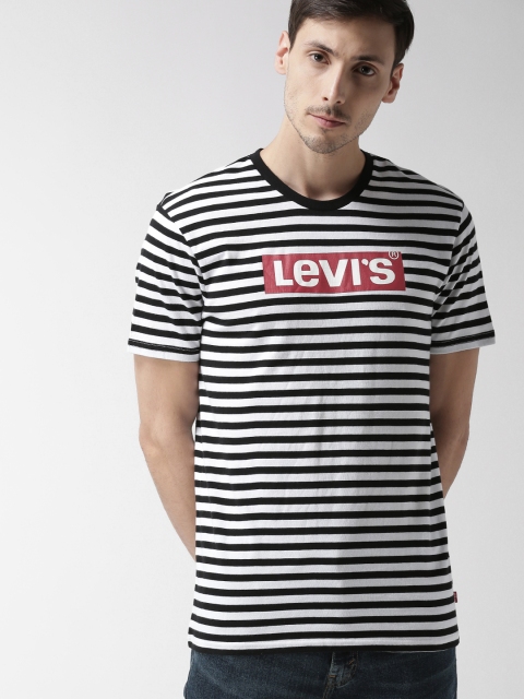 

Levis Men Black & White Striped Round Neck T-shirt