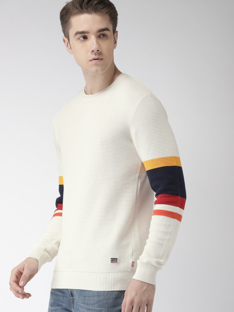 

Levis Men Off-White Self-Design Pullover Sweater