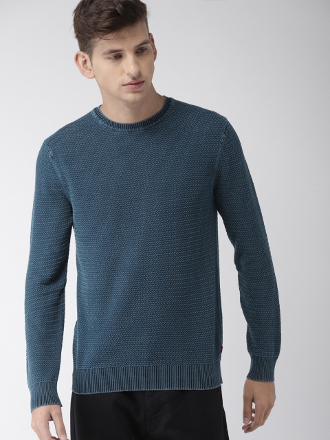 

Levis Men Blue Self-Design Pullover Sweater