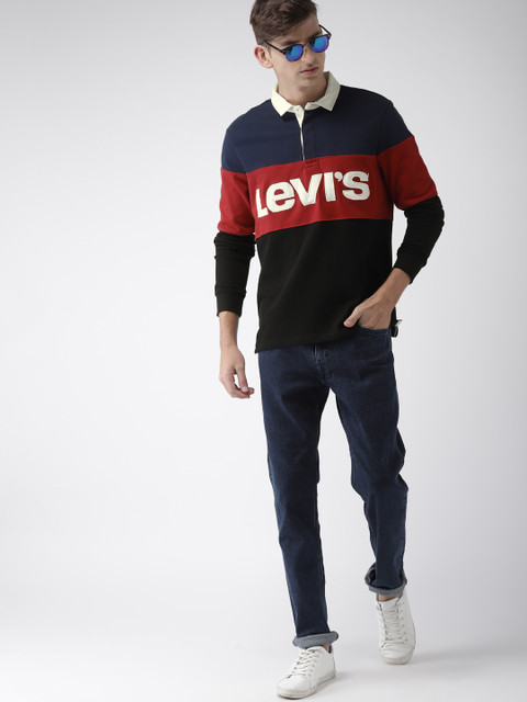 

Levis Men Black & Red Printed Polo Collar T-shirt