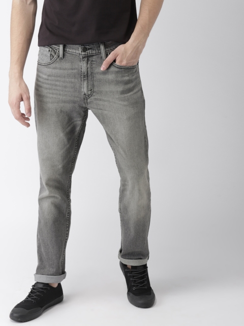 

Levis Men Grey 502 Tapered Fit Mid-Rise Clean Look Jeans