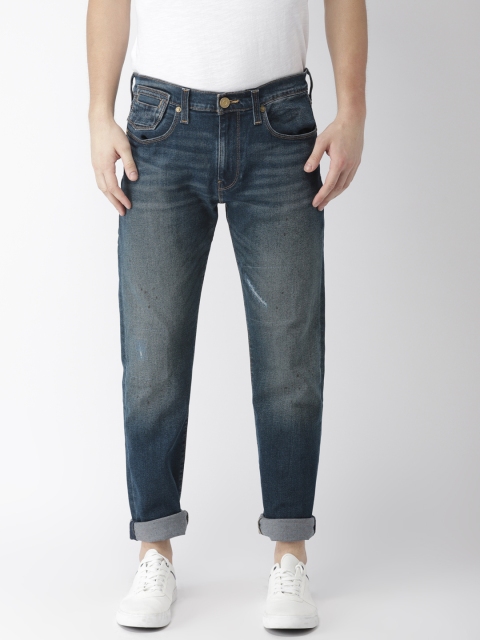 

Levis Men Navy Blue Tapered Fit Mid-Rise Mildly Distressed Stretchable Jeans 502