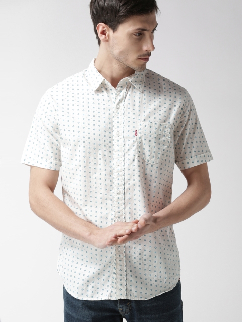 

Levis Men Off-White & Blue Slim Fit Printed Casual Shirt