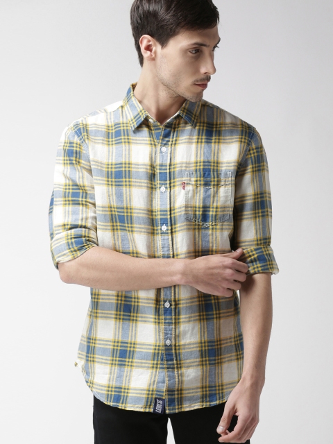 

Levis Men Yellow & Blue Slim Fit Checked Casual Shirt