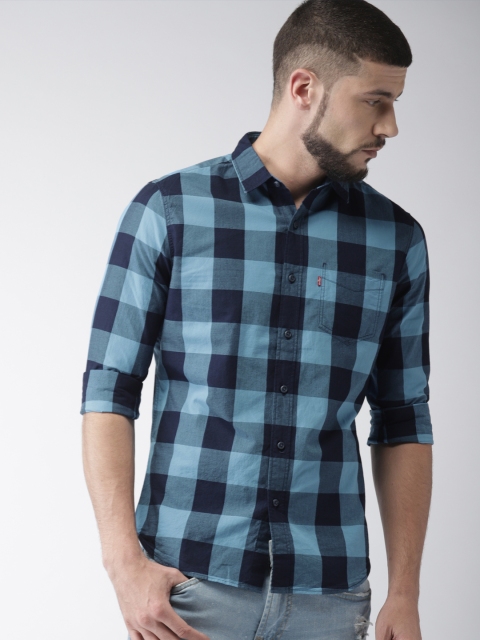 

Levis Men Blue Slim Fit Checked Casual Shirt