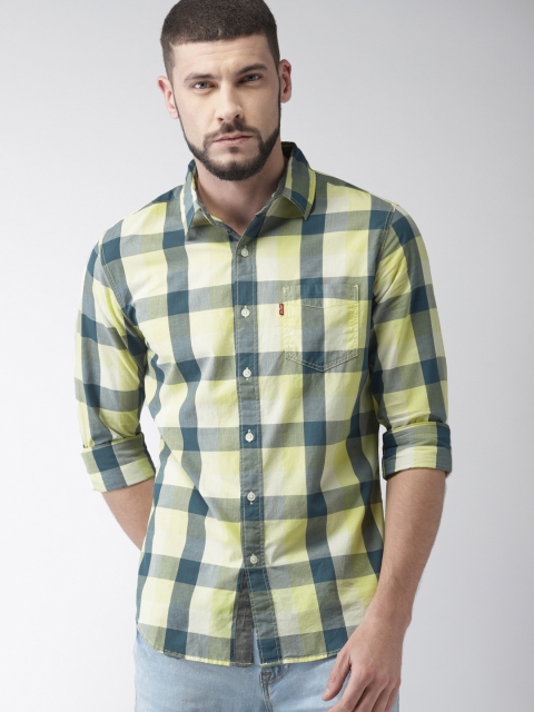 

Levis Men Yellow & Blue Slim Fit Checked Casual Shirt