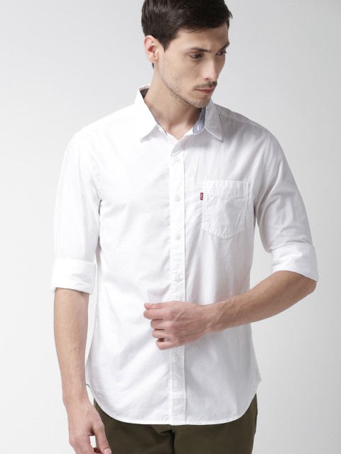 

Levis Men White Trim Slim Fit Solid Casual Shirt