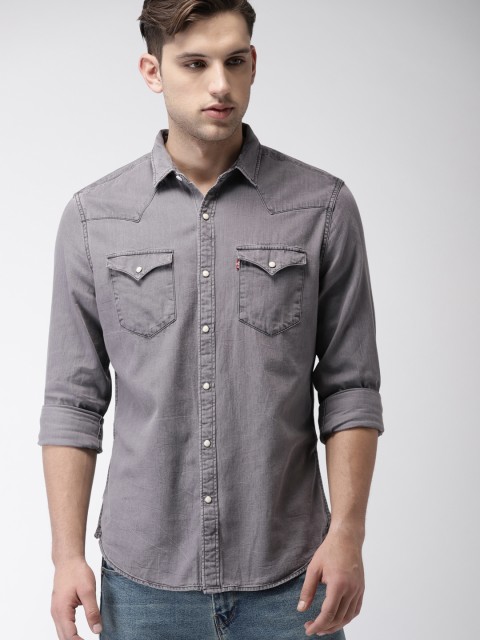 

Levis Men Grey Slim Fit Faded Denim Casual Shirt