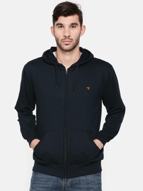 

The Indian Garage Co Men Navy Blue Solid Hooded Sweatshirt