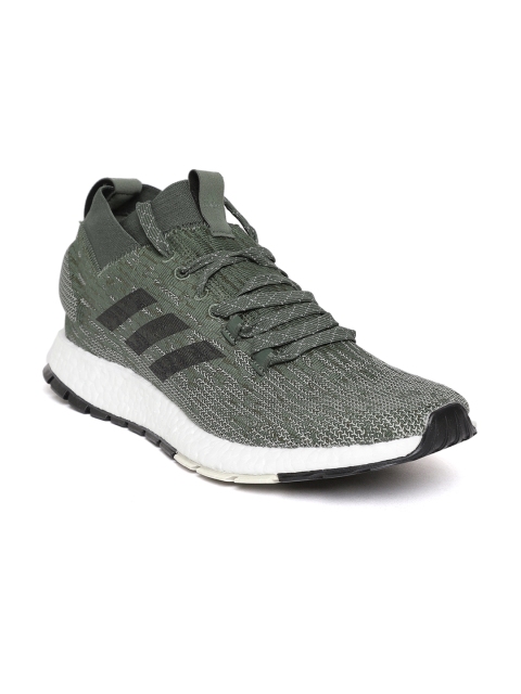 

ADIDAS Men Olive Green & Off-White Pureboost RBL Woven Design Running Shoes