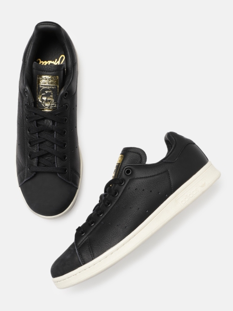 

ADIDAS Originals Men Black STAN SMITH PREMIUM Leather Sneakers