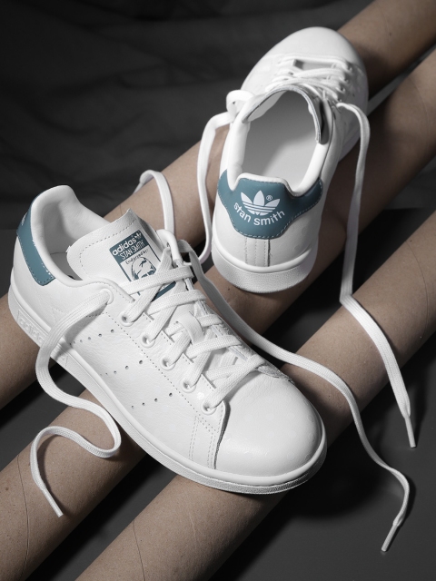 

Adidas Originals Women White Stan Smith Printed Leather Sneakers
