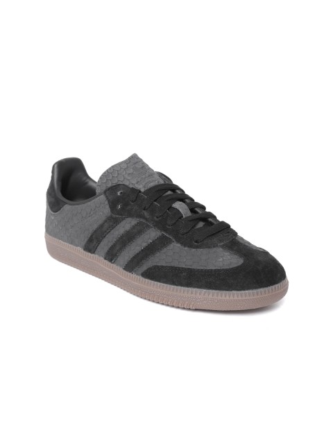 

ADIDAS Originals Women Charcoal Grey & Black Snake Skin Textured Samba OG Sneakers