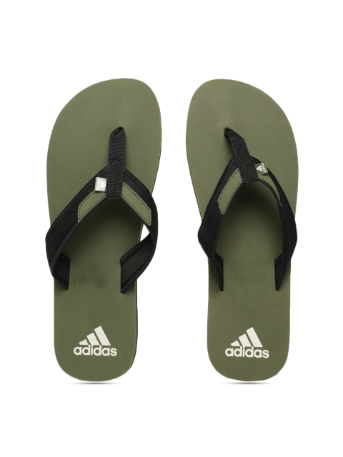 

ADIDAS Men Black & Green Colourblocked Thong Flip-Flops