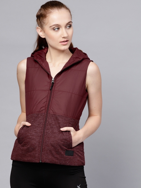 

HRX by Hrithik Roshan Women Maroon Solid Padded Jacket