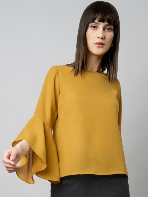 

FabAlley Women Mustard Solid A-Line Top