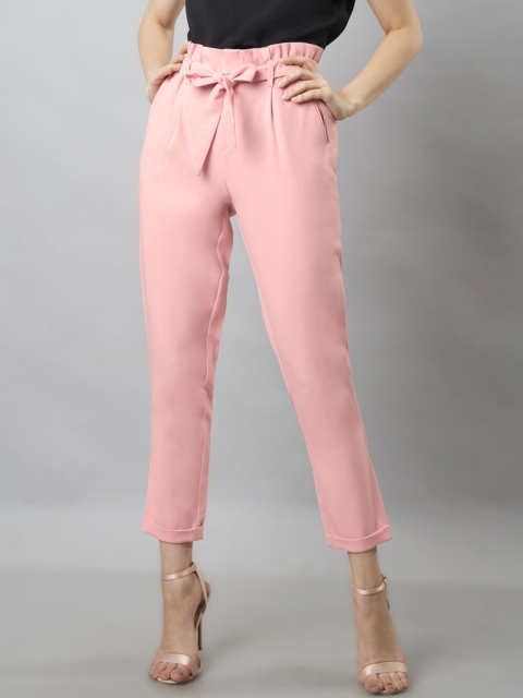 

FabAlley Women Pink Solid Regular Trousers