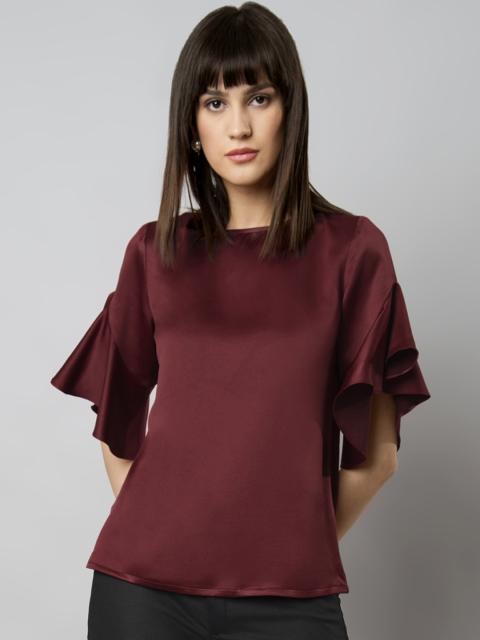 

FabAlley Women Maroon Solid A-Line Top