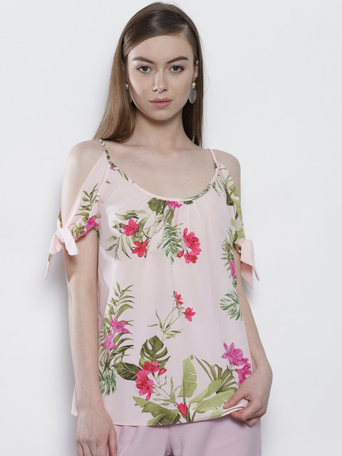 

DOROTHY PERKINS Women Pink & Green Printed A-Line Top