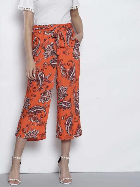 

DOROTHY PERKINS Women Orange Regular Fit Printed Culottes