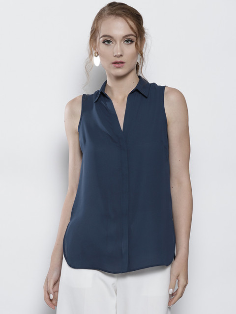 

DOROTHY PERKINS Women Teal Blue Solid Casual Shirt