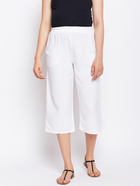 

Oxolloxo Women White Solid Elasticated Maternity Culotte