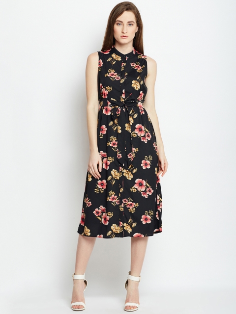 

Oxolloxo Women Black Printed Shirt Dress