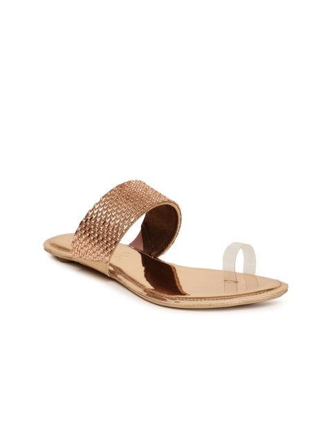 

Catwalk Women Rose Golg-Toned Solid Embellished One Toe Flats, Rose gold