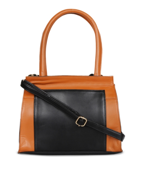 

Berrypeckers Tan & Black Colourblocked Handheld Bag