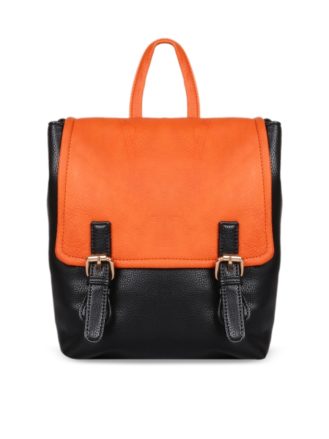 

Berrypeckers Women Orange & Black Colourblocked Backpack