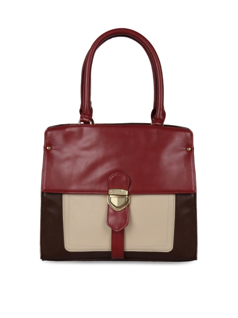 

Berrypeckers Maroon & Beige Colourblocked Handheld Bag