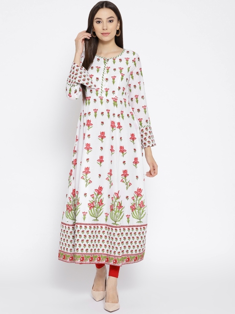 

Biba Women White & Red Printed Anarkali Kurta