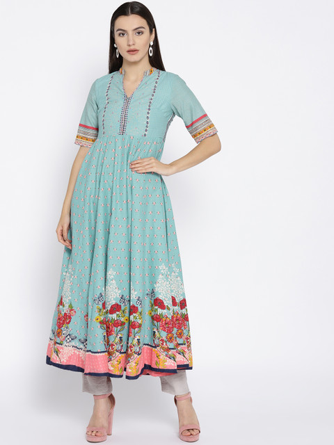 

Biba Women Blue & Pink Printed Anarkali Kurta