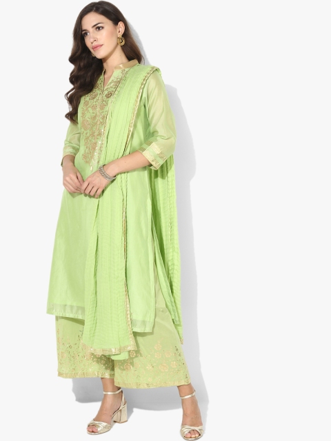 

Biba Women Green & Yoke Design Kurta with Palazzos & Dupatta
