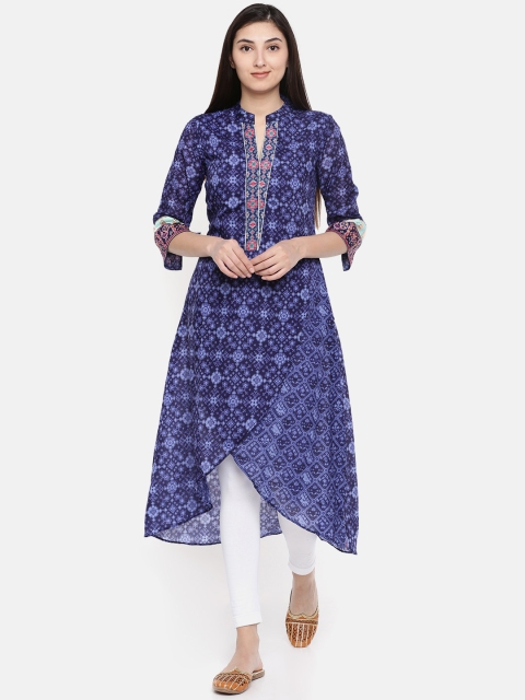 

Biba Women Blue Printed A-Line Kurta