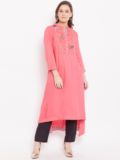 

Biba Women Pink Quirky Embroidery A-Line Kurta