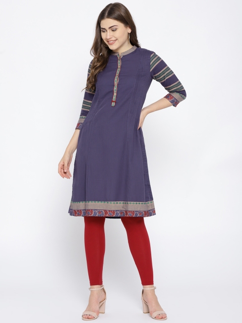 

Biba Women Purple Solid Straight Kurta