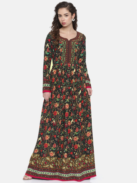

Biba Women Black & Green Printed Anarkali Kurta