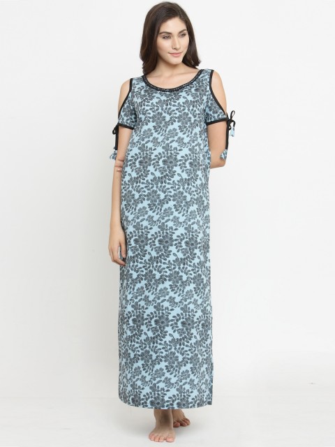 

Claura Blue & Black Printed Nightdress