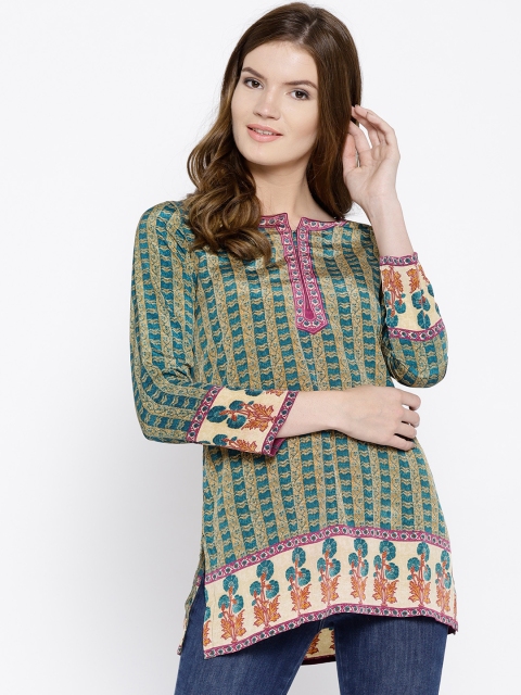 

Biba Green & Beige Printed Kurti