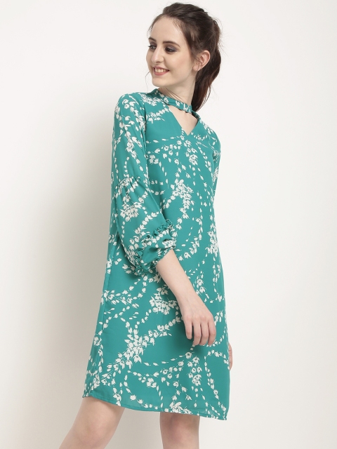 

RARE Women Green Printed A-Line Dress