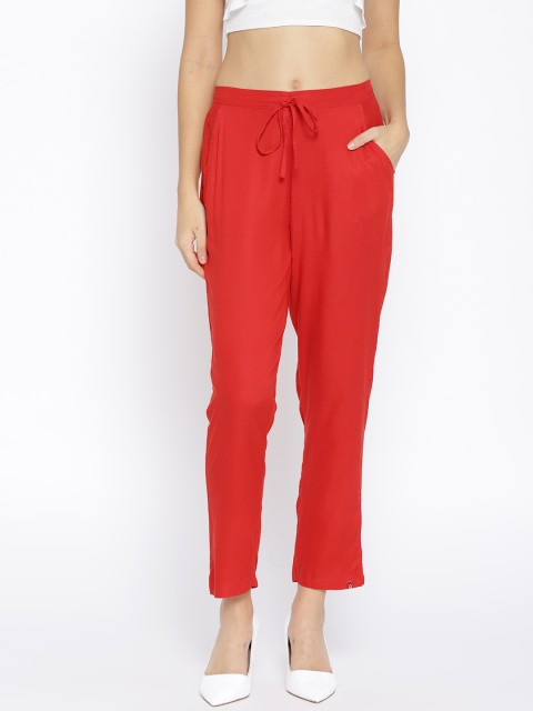 

Biba Women Red Straight Fit Solid Regular Trousers